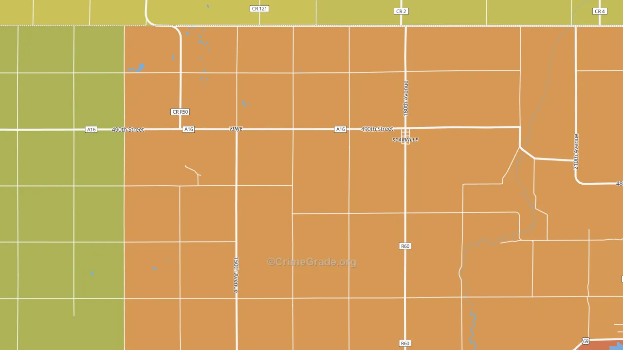 Scarville, IA Map of Drug-Related Crime Rates