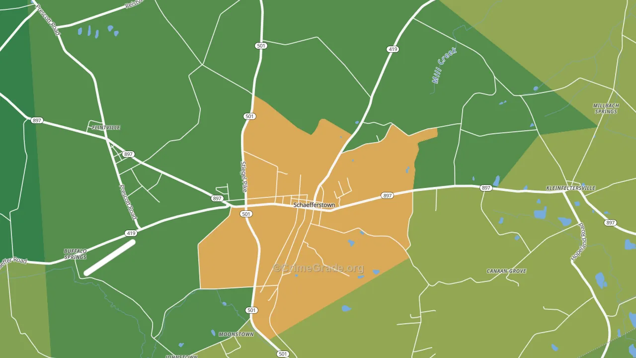 Schaefferstown, PA Map of Drug-Related Crime Rates