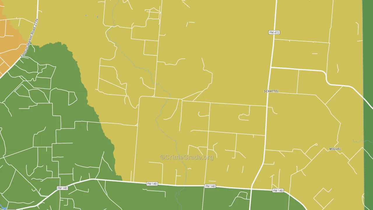 Schattel, TX Map of Drug-Related Crime Rates