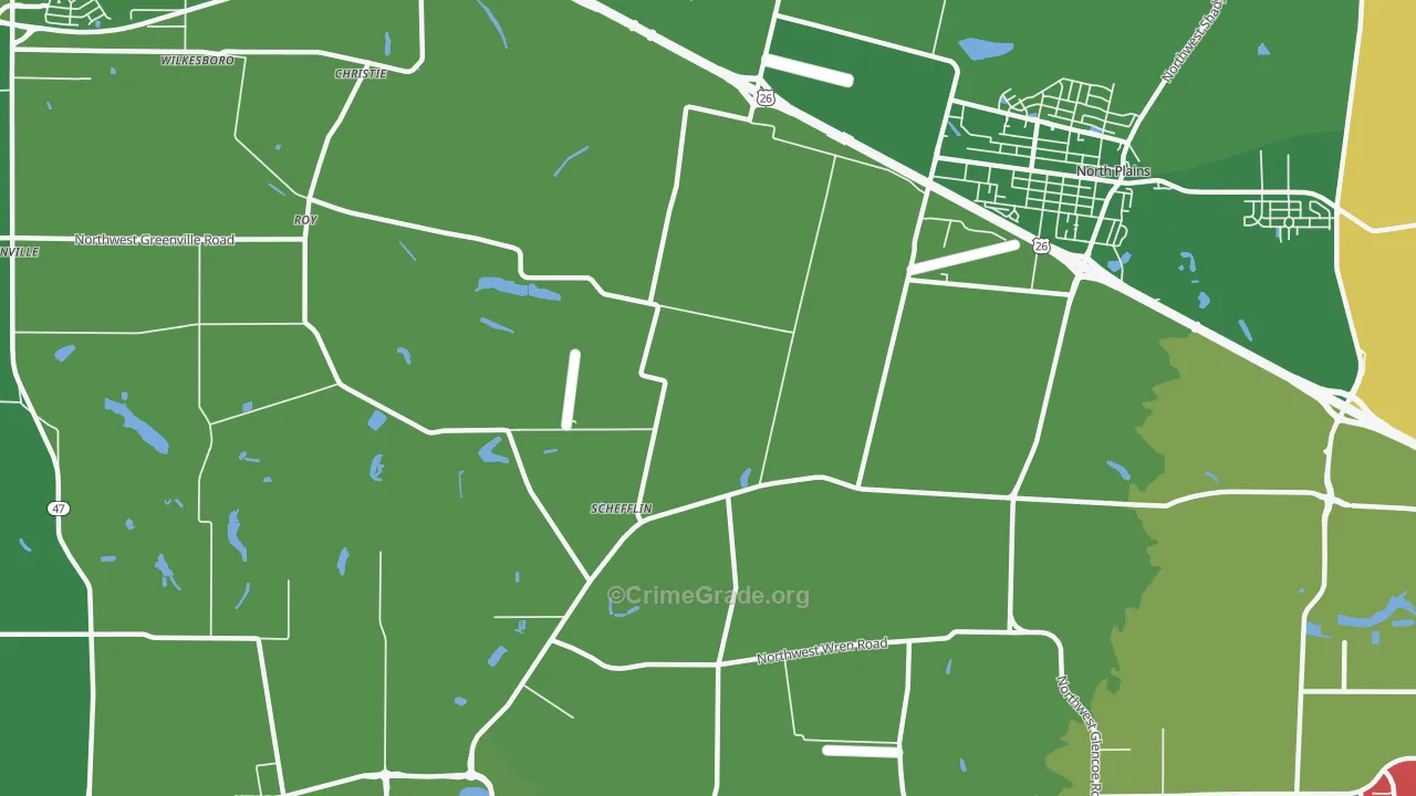 Schefflin, OR Map of Drug-Related Crime Rates
