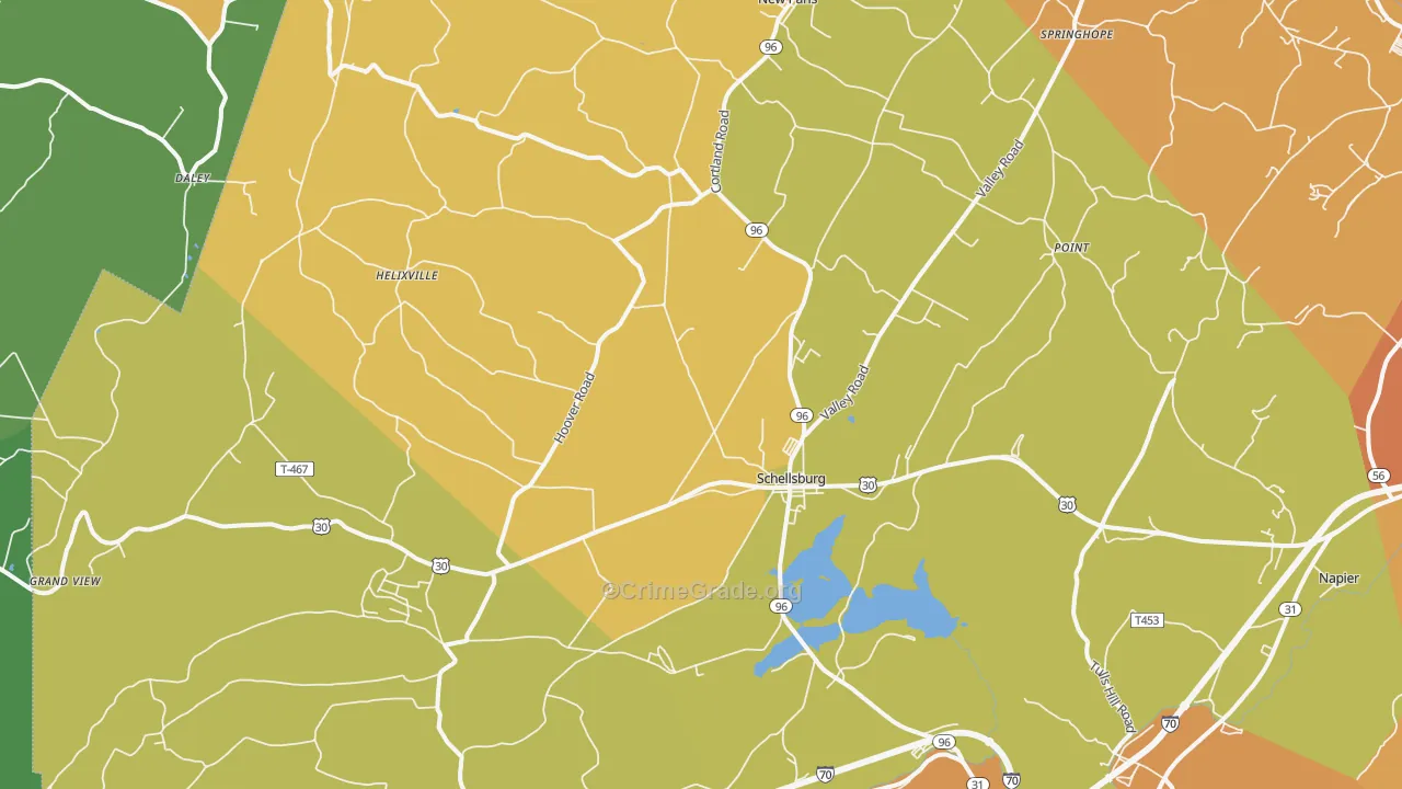 Schellsburg, PA Map of Drug-Related Crime Rates
