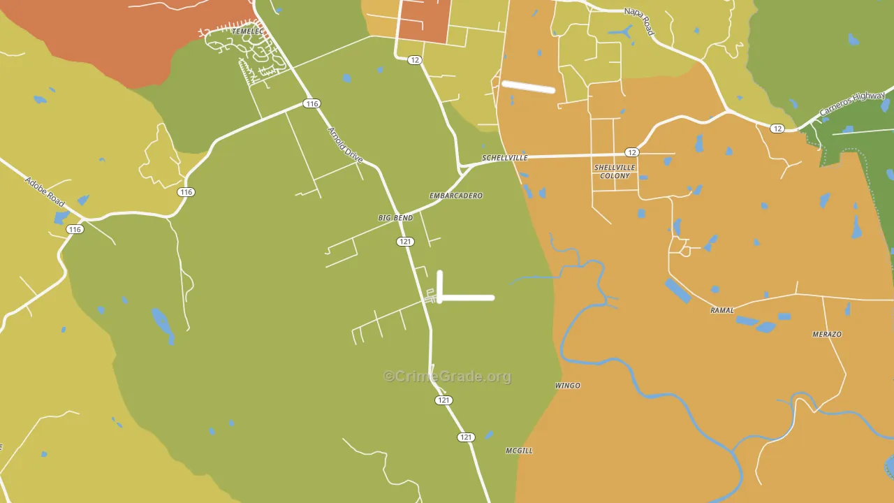 Schellville, CA Map of Drug-Related Crime Rates