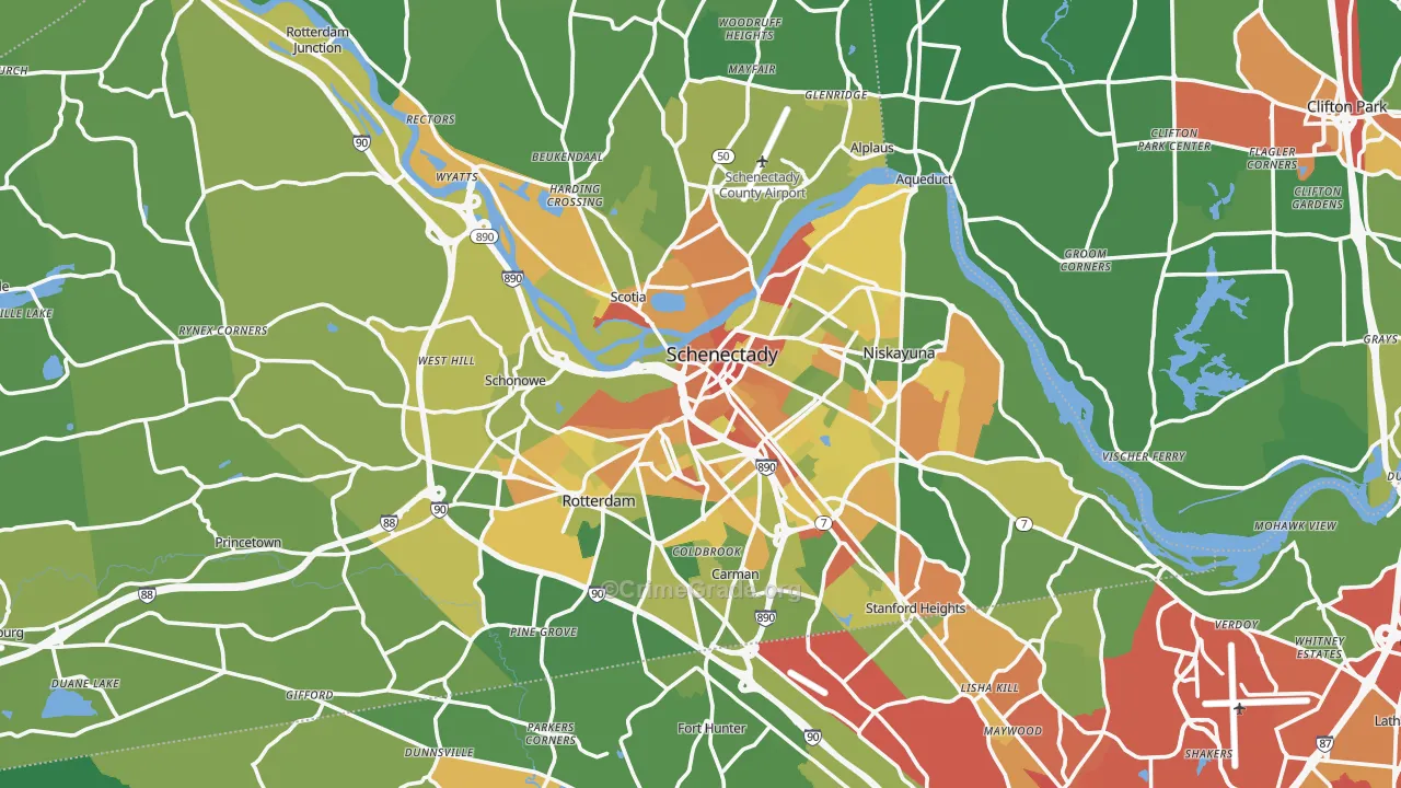 Schenectady County, NY Map of Drug-Related Crime Rates