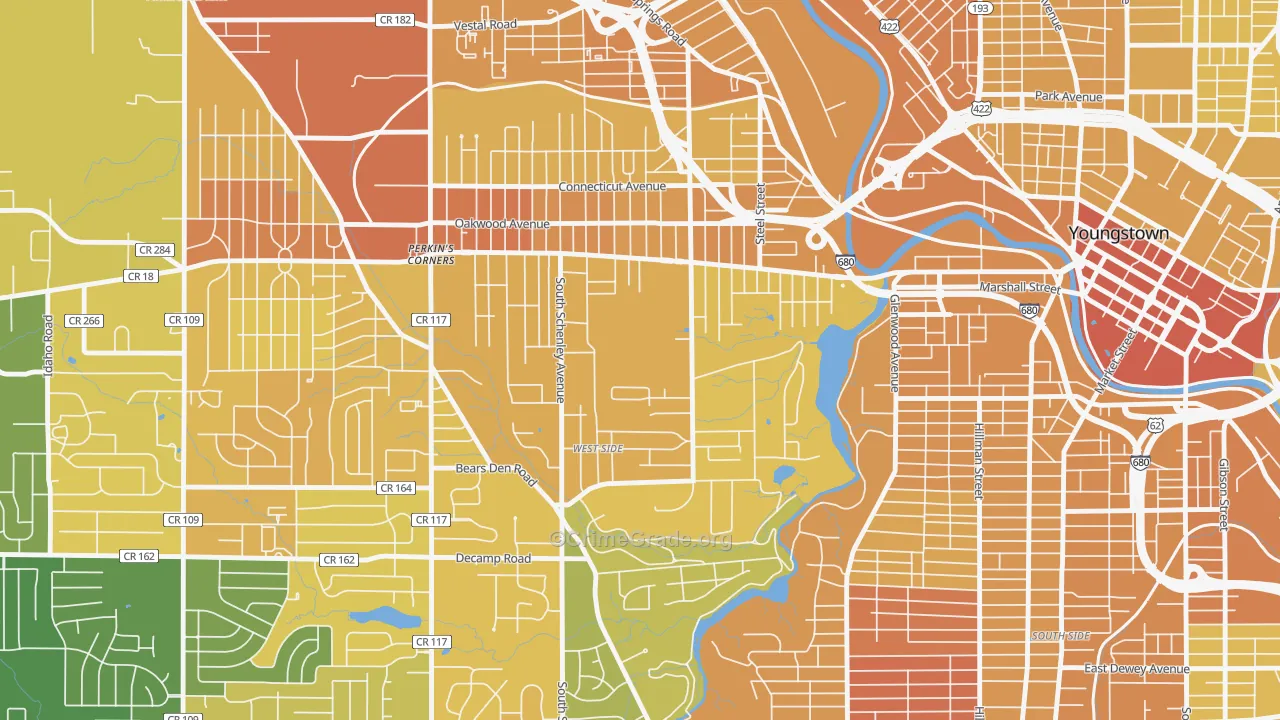 Schenley, Youngstown, OH Map of Drug-Related Crime Rates