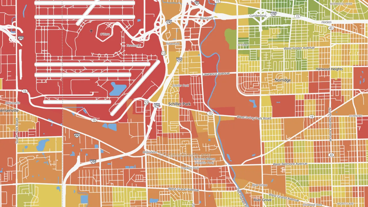 Schiller Park, IL Map of Drug-Related Crime Rates