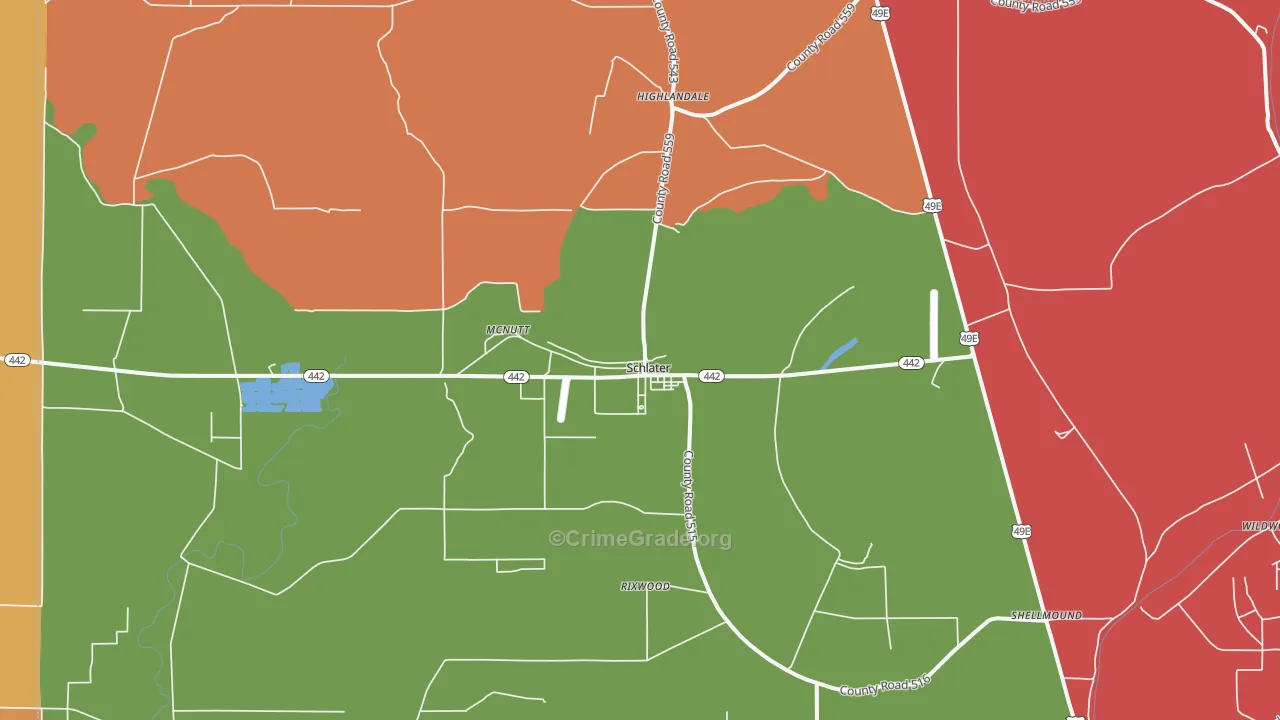 Schlater, MS Map of Drug-Related Crime Rates