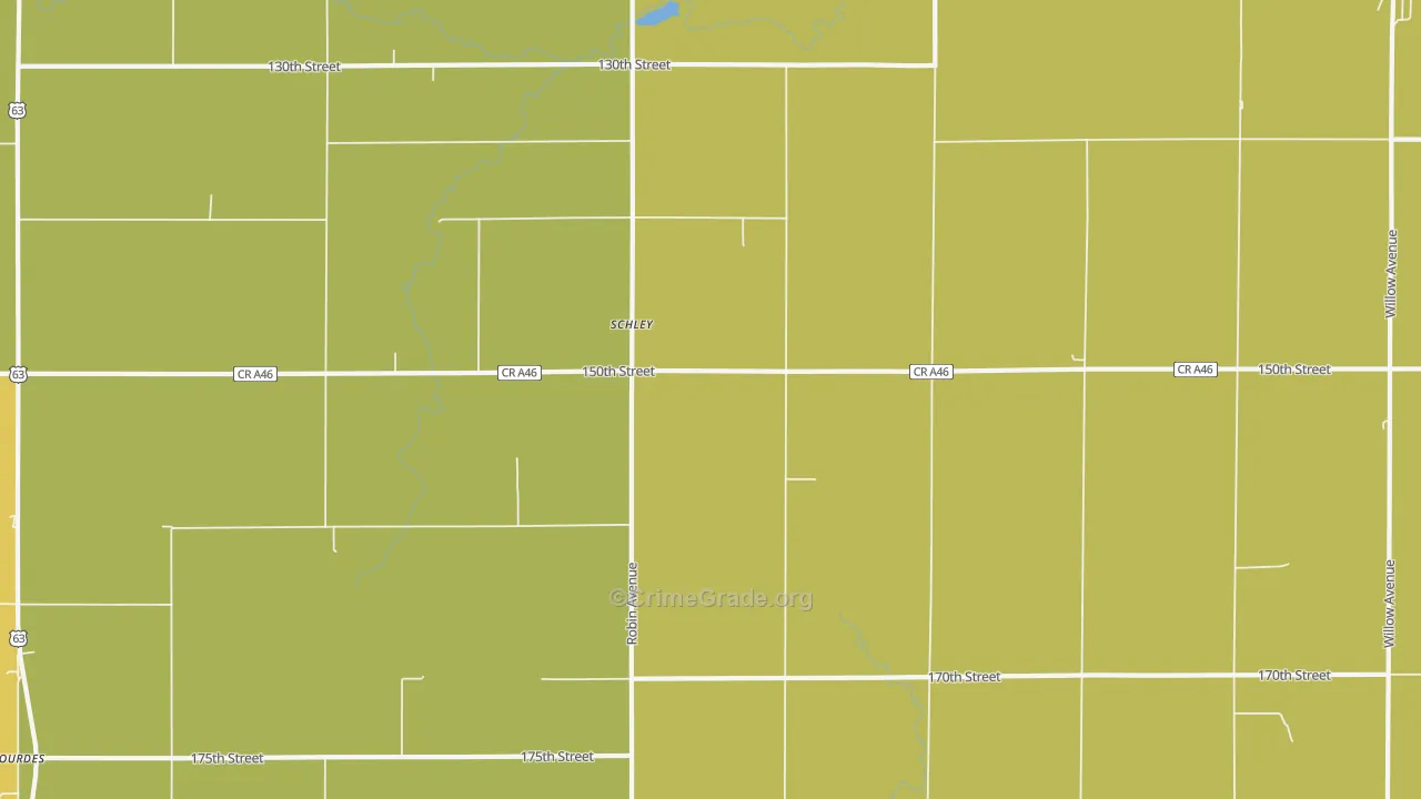 Schley, IA Map of Drug-Related Crime Rates