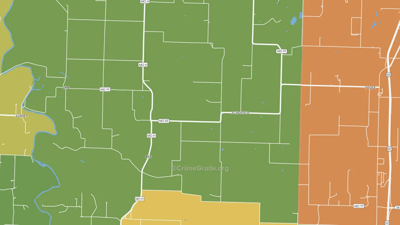 Schofield, MO Map of Drug-Related Crime Rates