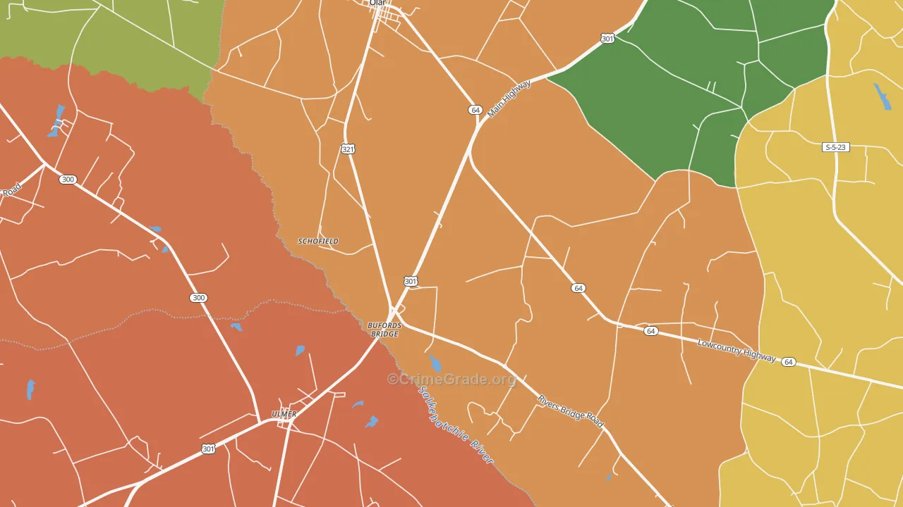Schofield, SC Map of Drug-Related Crime Rates