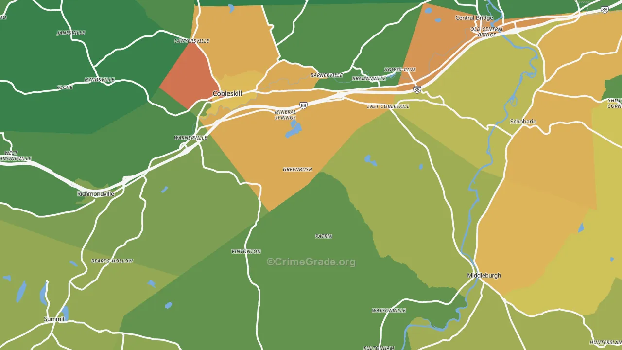 Schoharie County, NY Map of Drug-Related Crime Rates