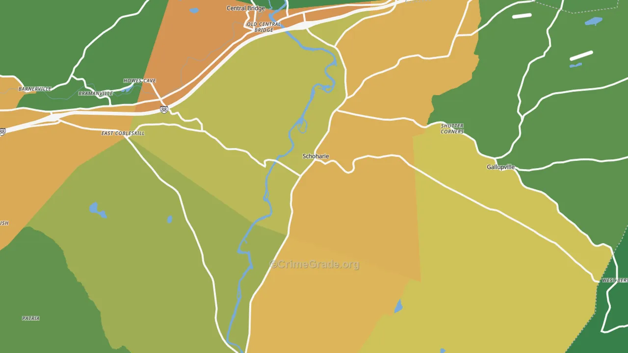 Schoharie, NY Map of Drug-Related Crime Rates