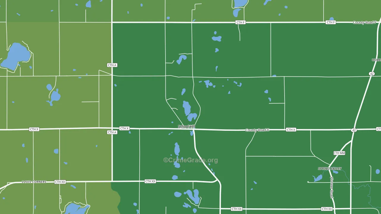 School Hill, WI Map of Drug-Related Crime Rates