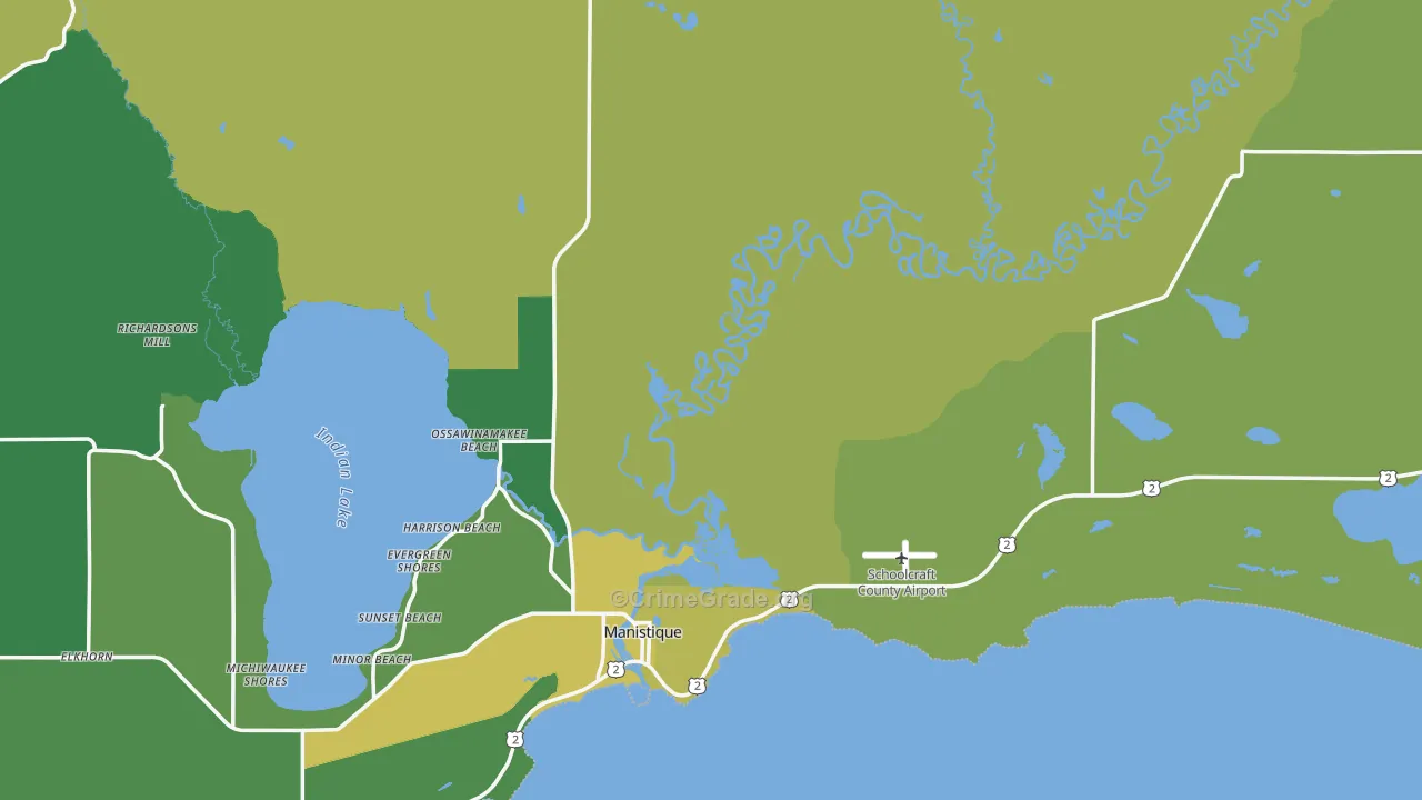 Schoolcraft County, MI Map of Drug-Related Crime Rates
