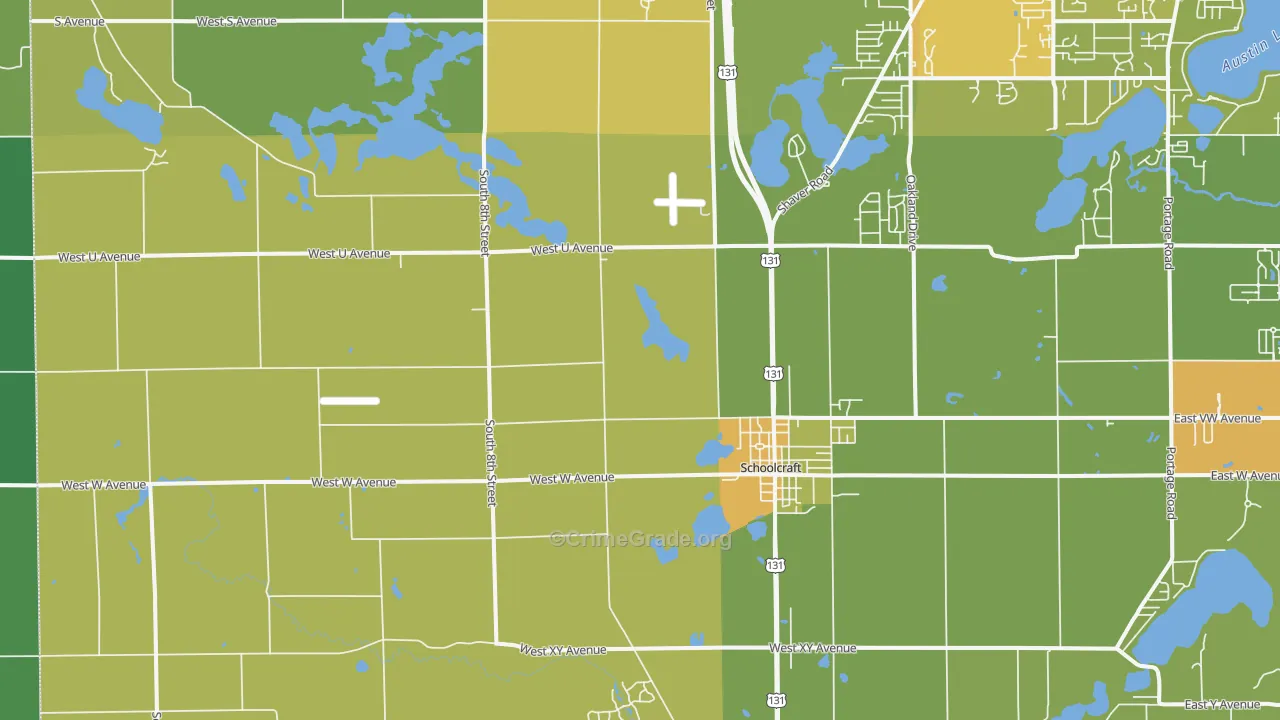 Schoolcraft, MI Map of Drug-Related Crime Rates