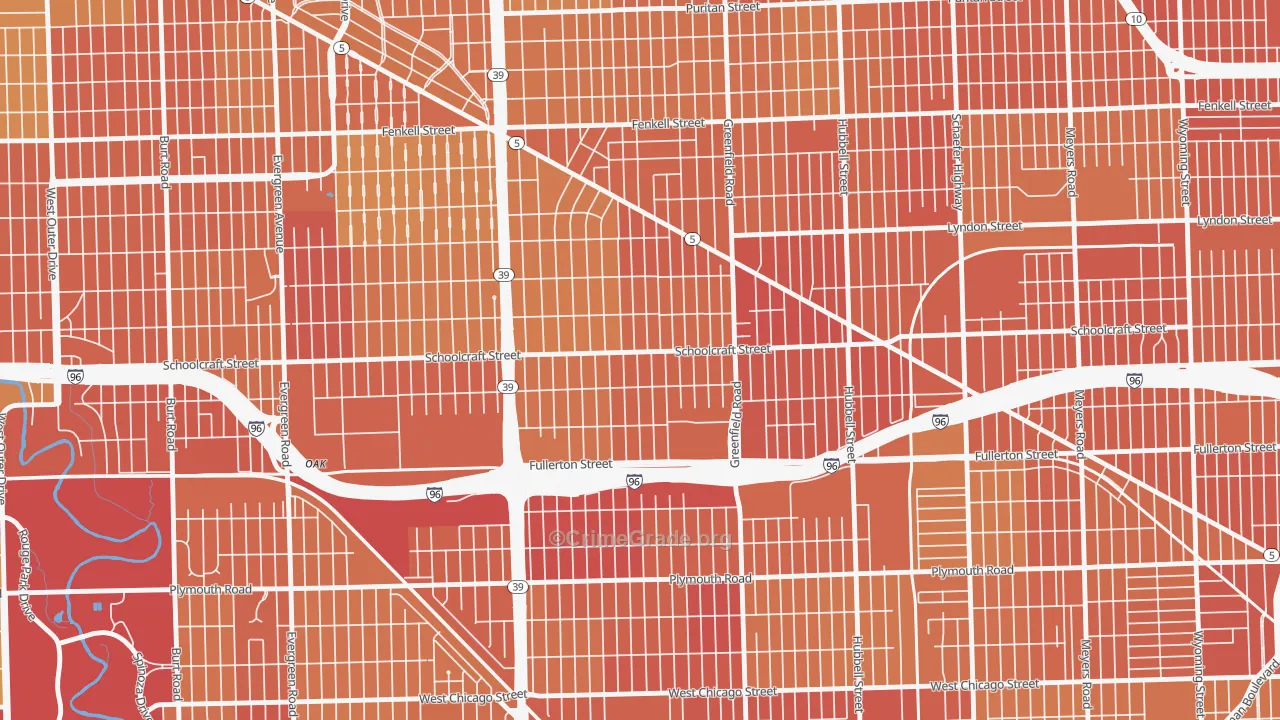 Schoolcraft Southfield, Detroit, MI Map of Drug-Related Crime Rates