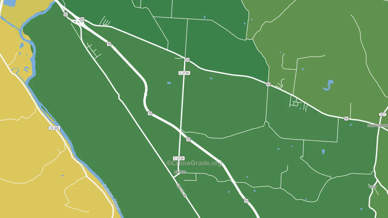 Schooleys, OH Map of Drug-Related Crime Rates