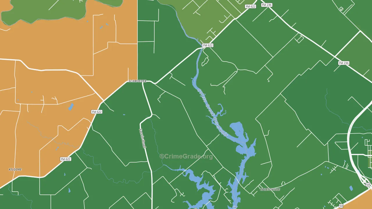 Schroeder, TX Map of Drug-Related Crime Rates