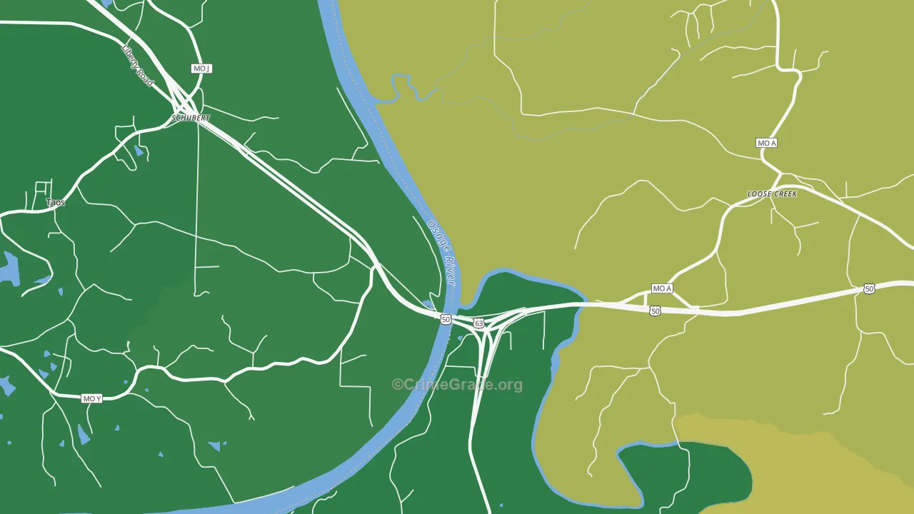Schubert, MO Map of Drug-Related Crime Rates