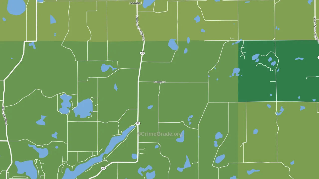Schultz, MI Map of Drug-Related Crime Rates