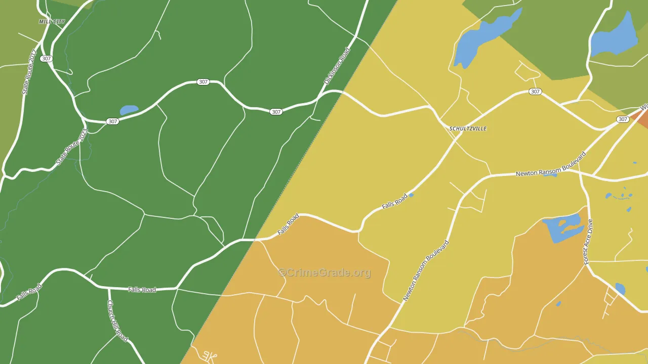 Schultzville, PA Map of Drug-Related Crime Rates