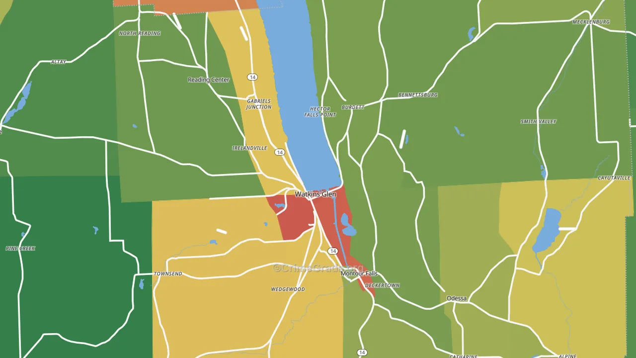 Schuyler County, NY Map of Drug-Related Crime Rates