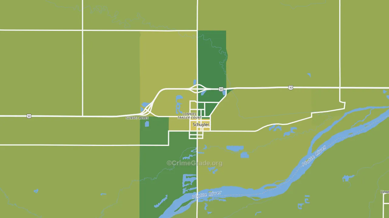 Schuyler, NE Map of Drug-Related Crime Rates