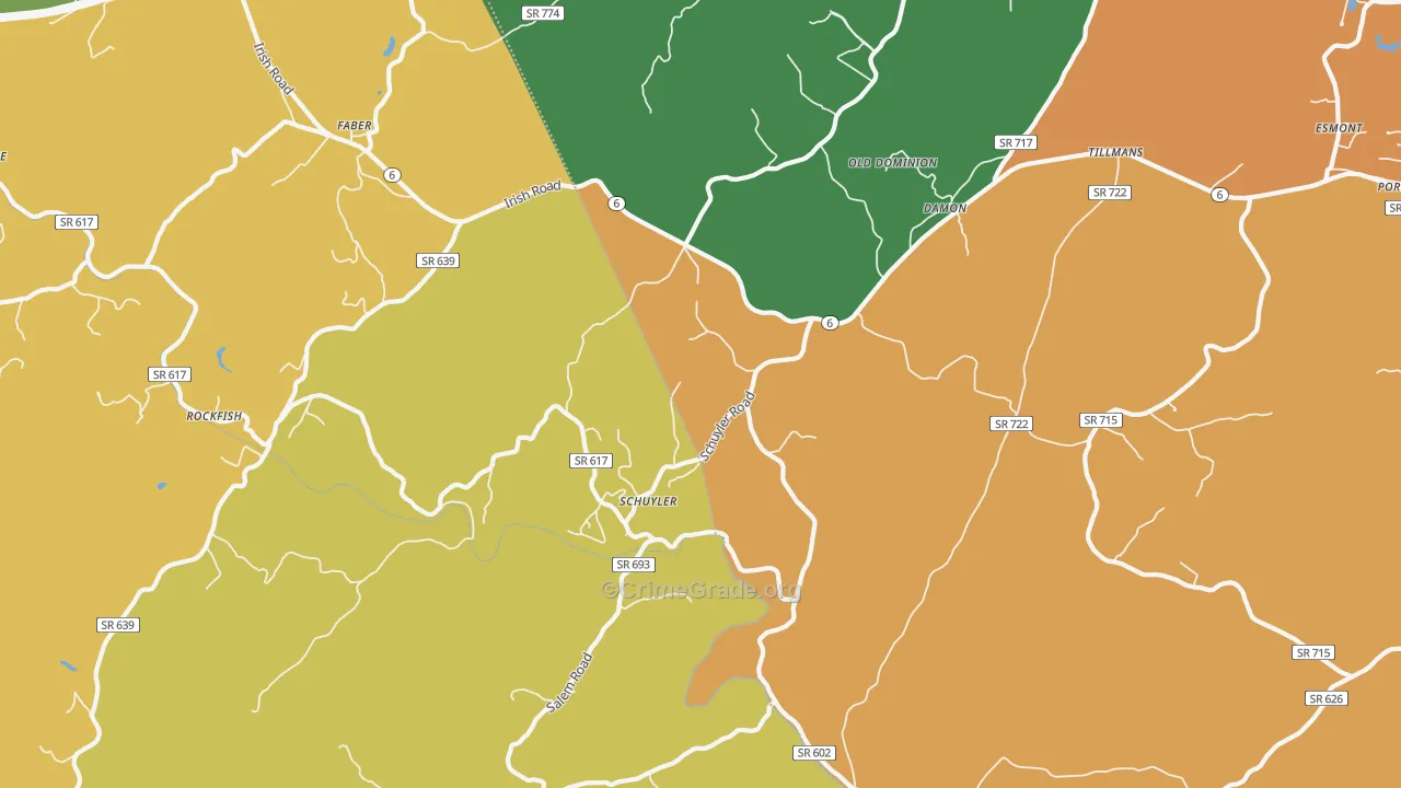 Schuyler, VA Map of Drug-Related Crime Rates