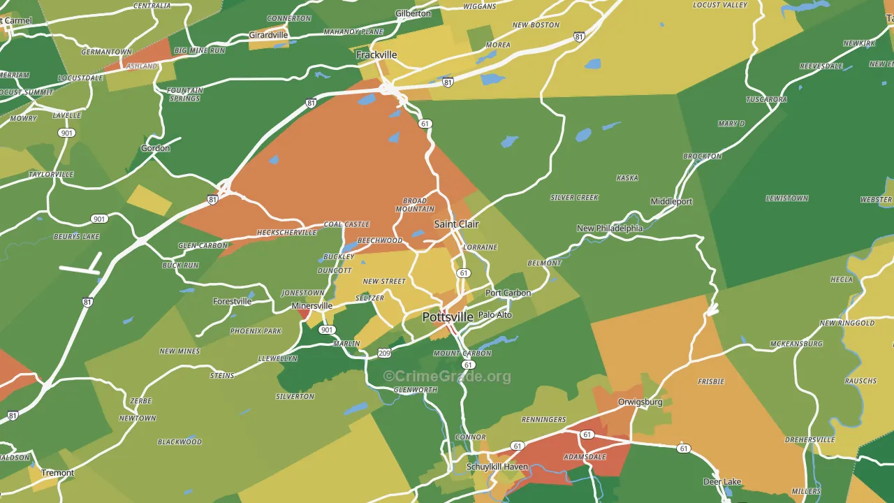 Schuylkill County, PA Map of Drug-Related Crime Rates