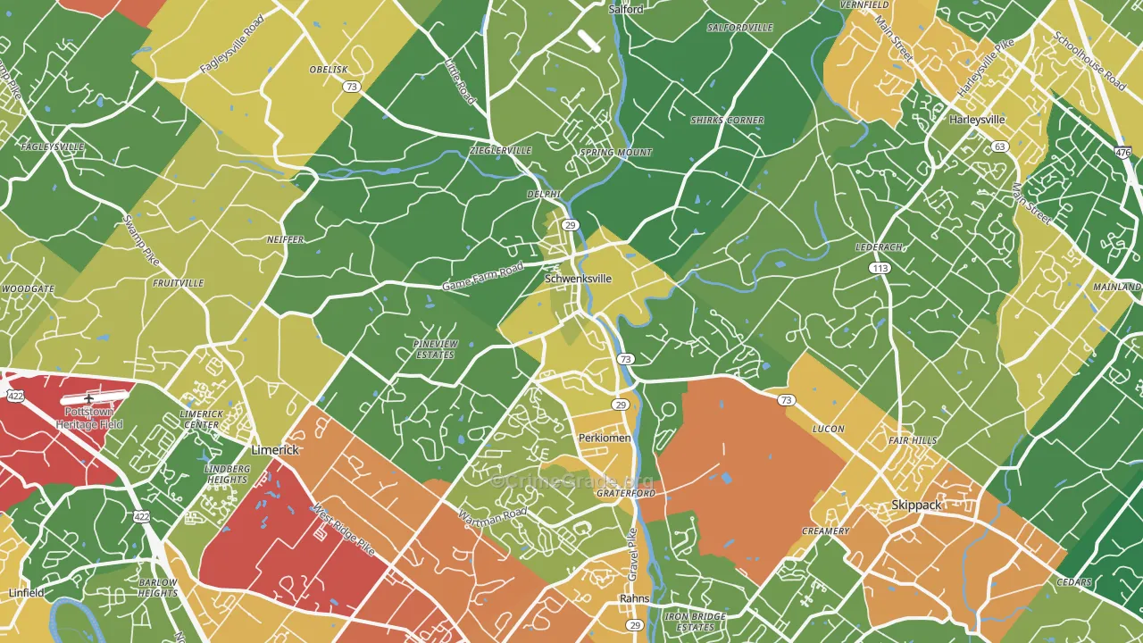 Schwenksville, PA Map of Drug-Related Crime Rates