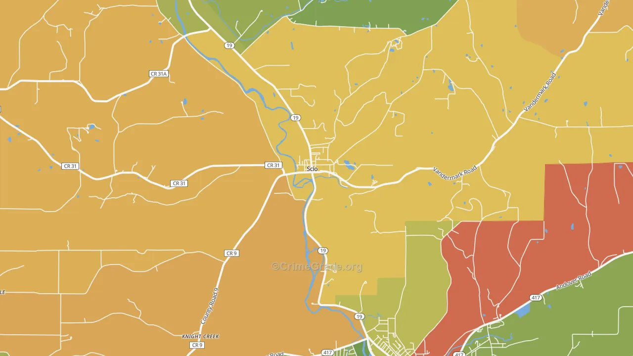 Scio, NY Map of Drug-Related Crime Rates