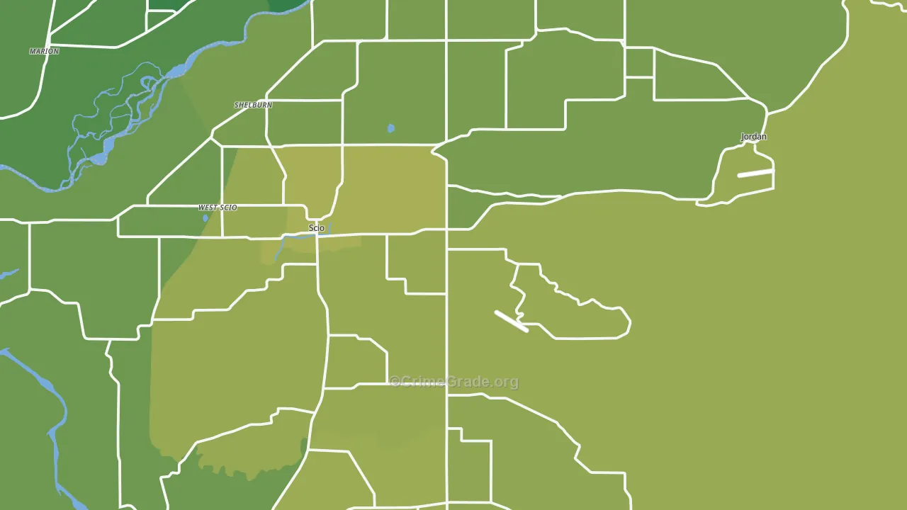 Scio, OR Map of Drug-Related Crime Rates