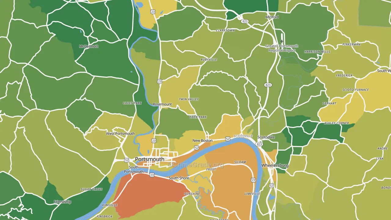 Scioto County, OH Map of Drug-Related Crime Rates
