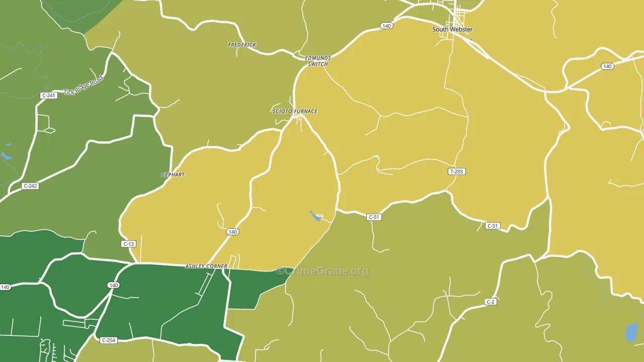 Scioto Furnace, OH Map of Drug-Related Crime Rates