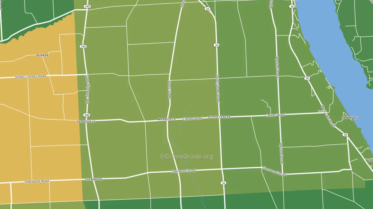 Scipio Center, NY Map of Drug-Related Crime Rates