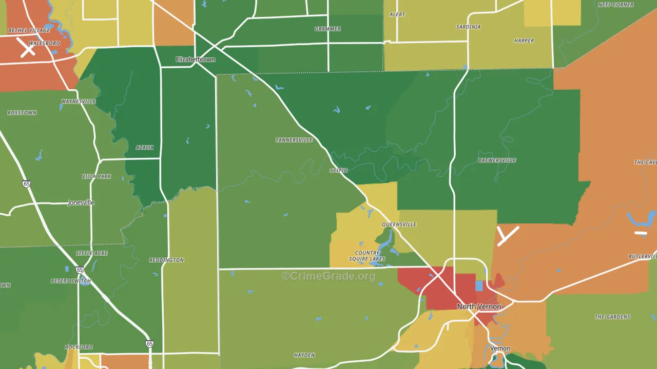 Scipio, IN Map of Drug-Related Crime Rates