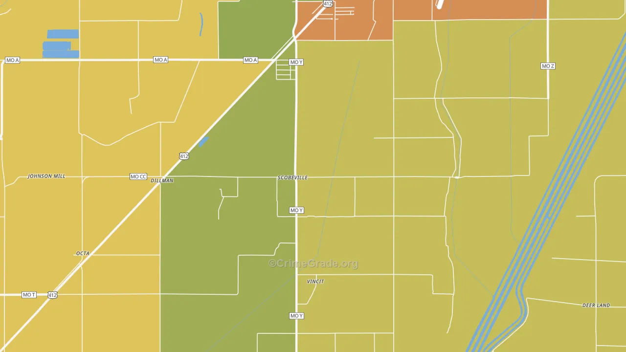 Scobeville, MO Map of Drug-Related Crime Rates