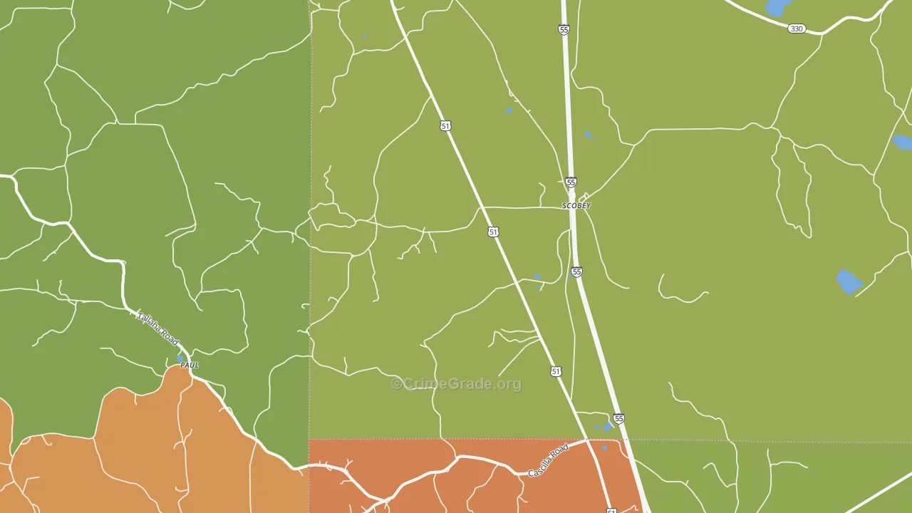 Scobey, MS Map of Drug-Related Crime Rates