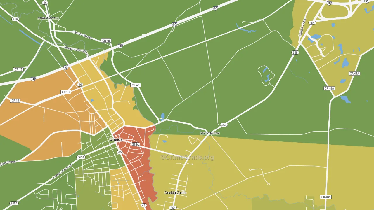 Sconondoa, NY Map of Drug-Related Crime Rates