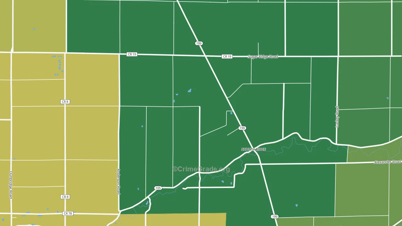 Scotch Ridge, OH Map of Drug-Related Crime Rates