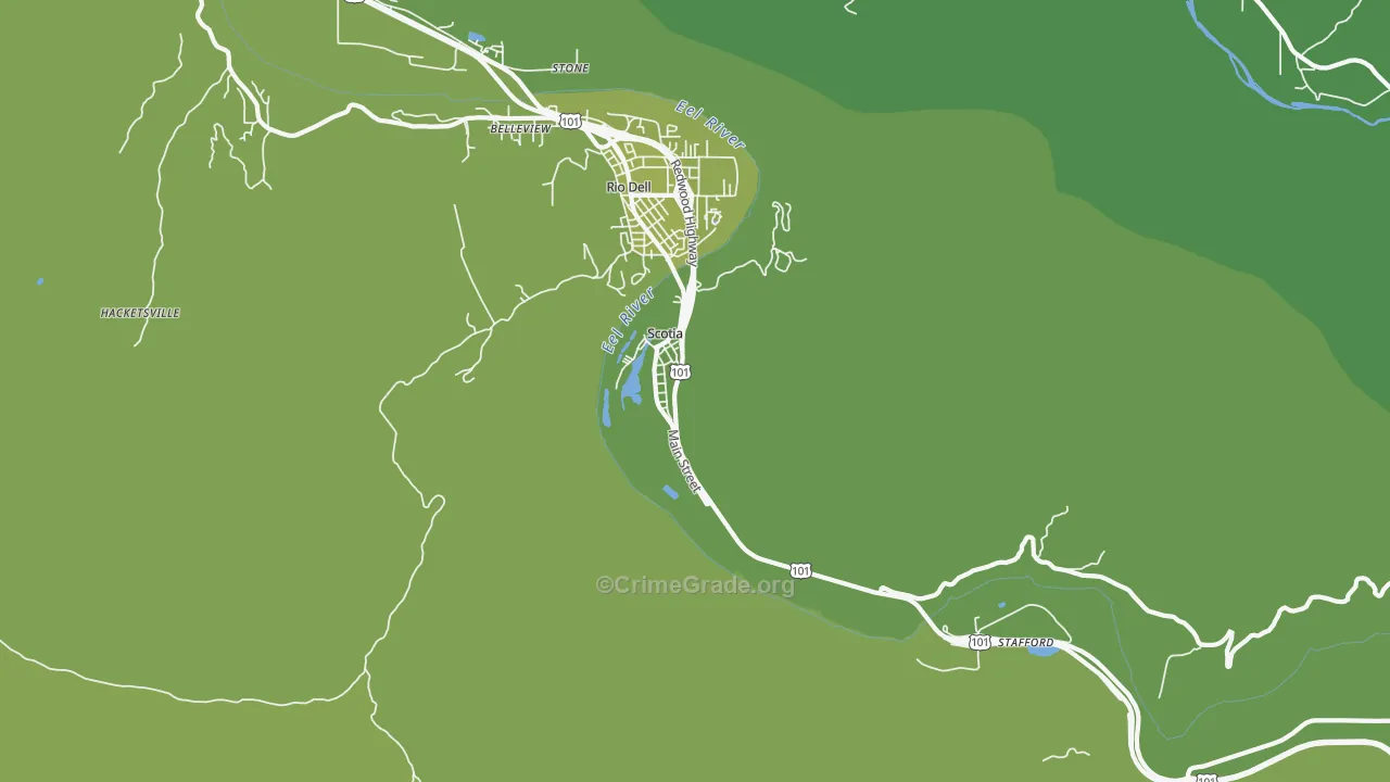 Scotia, CA Map of Drug-Related Crime Rates