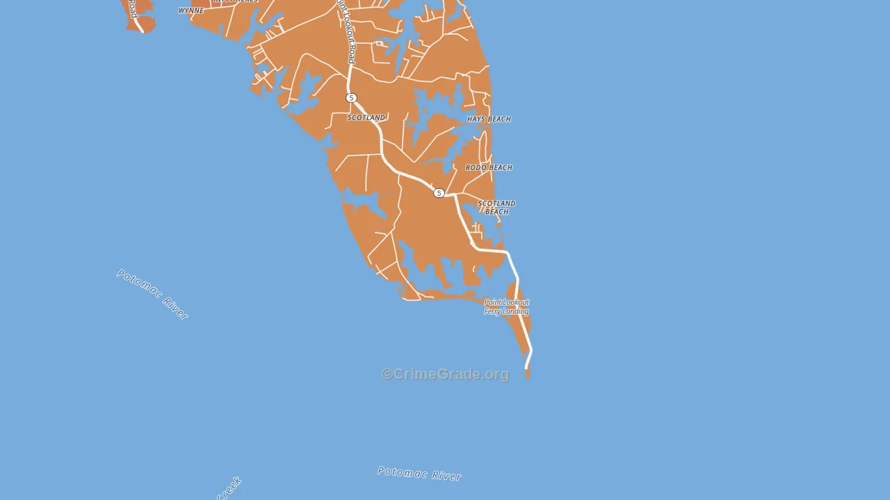 Scotland Beach, MD Map of Drug-Related Crime Rates