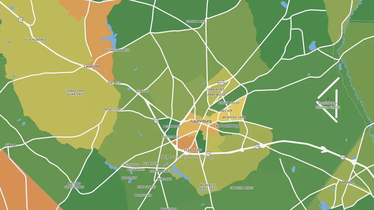 Scotland County, NC Map of Drug-Related Crime Rates
