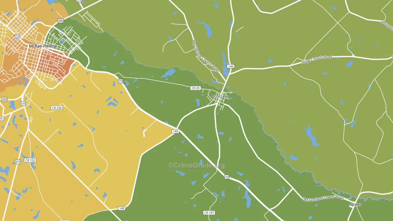 Scotland, GA Map of Drug-Related Crime Rates