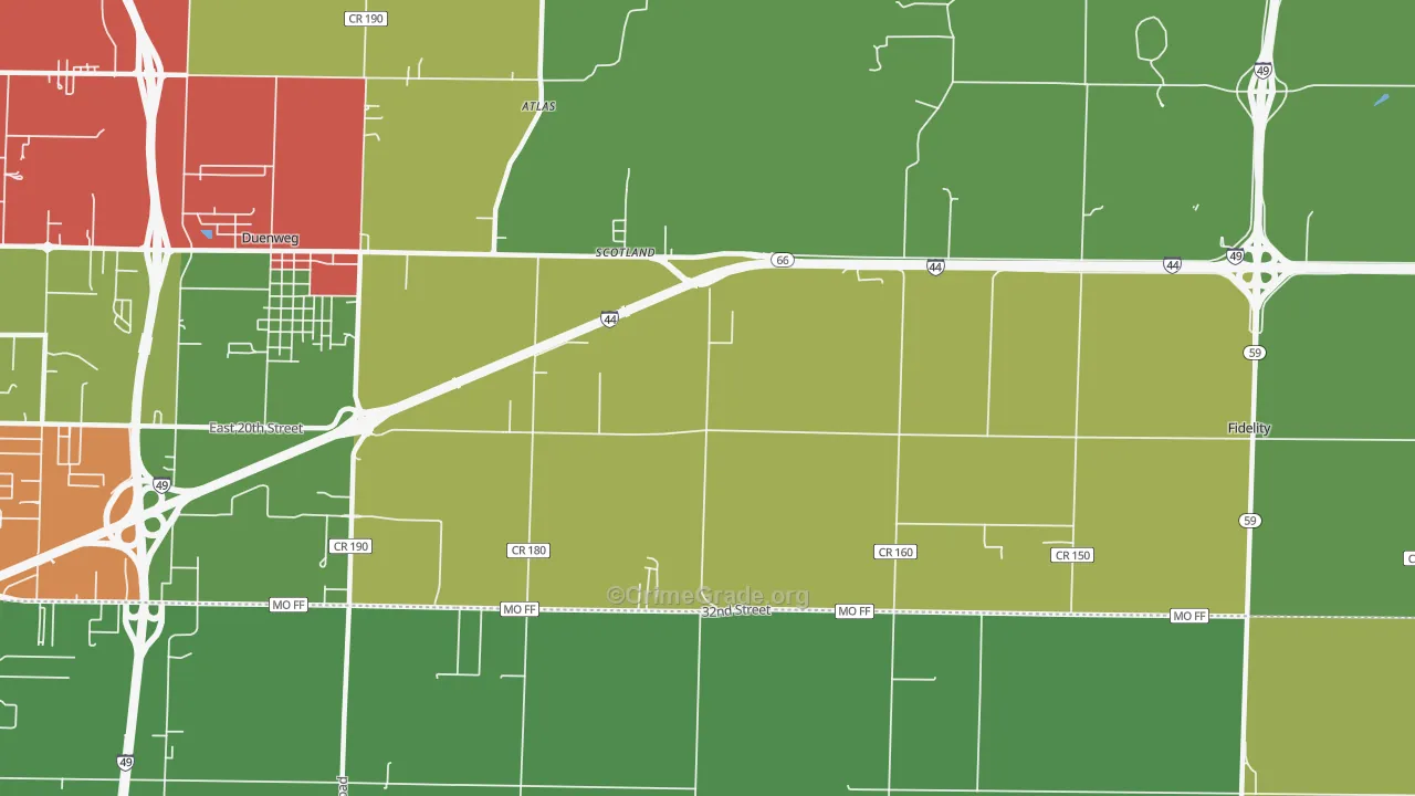 Scotland, MO Map of Drug-Related Crime Rates