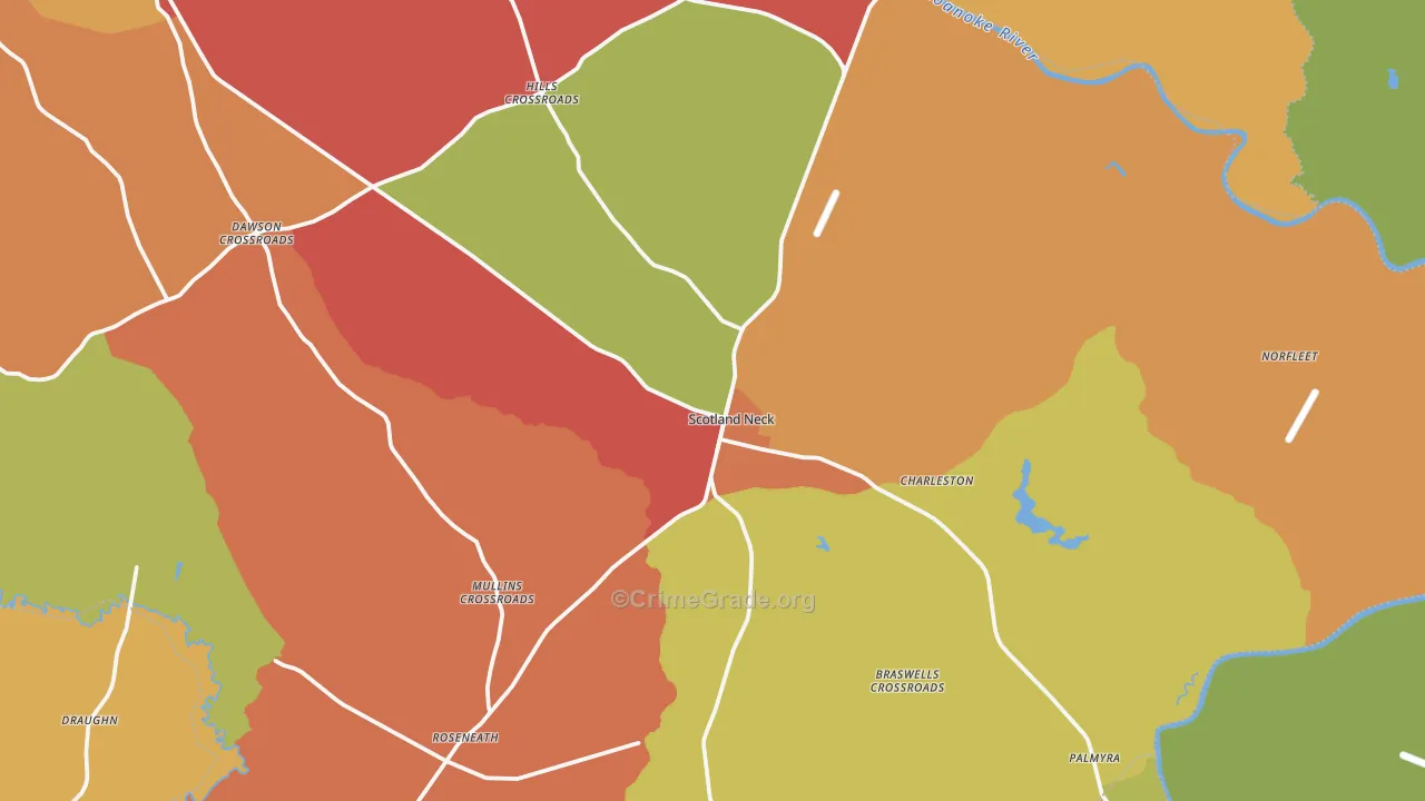 Scotland Neck, NC Map of Drug-Related Crime Rates
