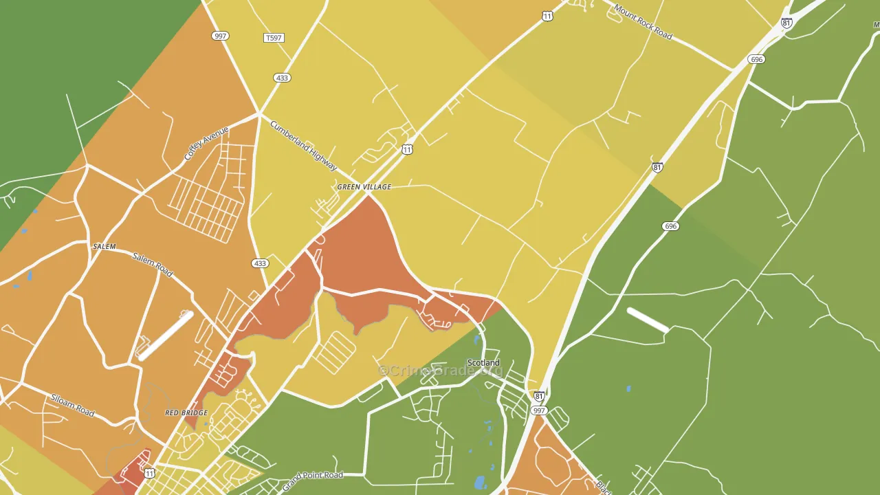 Scotland, PA Map of Drug-Related Crime Rates