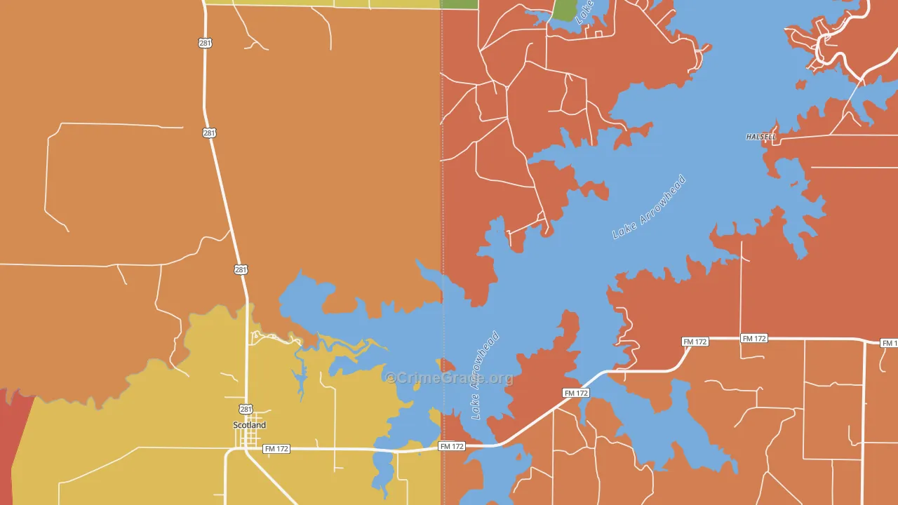 Scotland, TX Map of Drug-Related Crime Rates