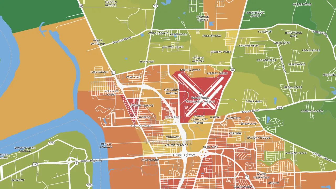 Scotlandville, Baton Rouge, LA Map of Drug-Related Crime Rates