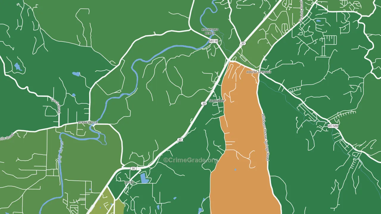 Scotsdale, MO Map of Drug-Related Crime Rates