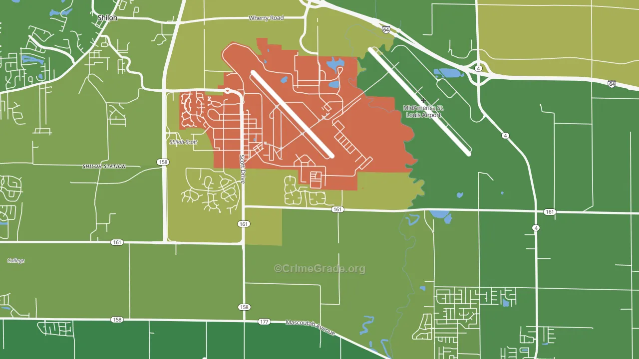 Scott Air Force Base, IL Map of Drug-Related Crime Rates